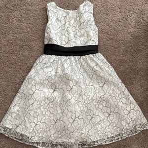 Rare Editions White Floral Dress with Black Accent